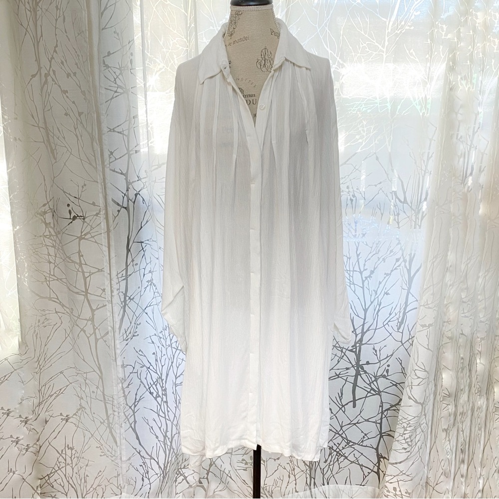 MYRAH PENALOZA WHITE SHORT KUNDALINI GOWN DRESS button up collar long sleeve - Picture 5 of 15